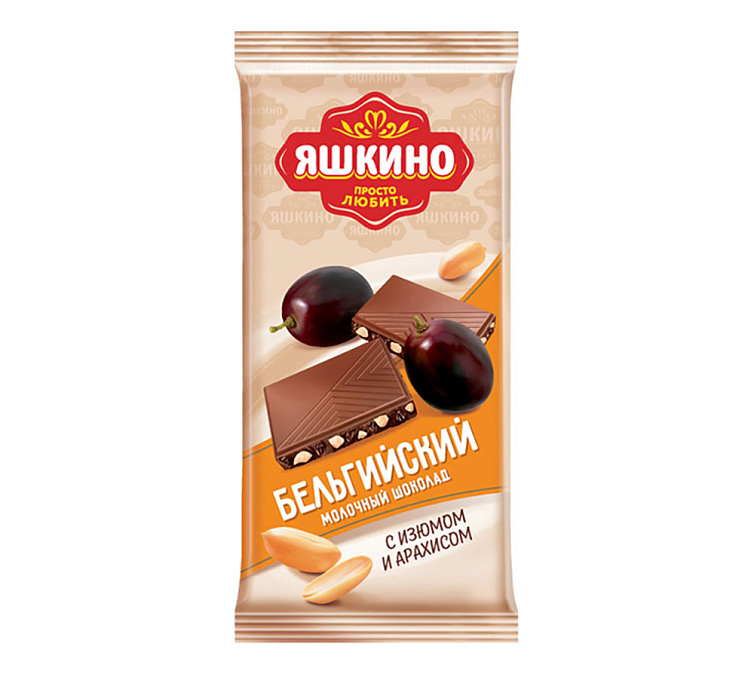 Шоколад 90г Яшкино молочный арахис-изюм