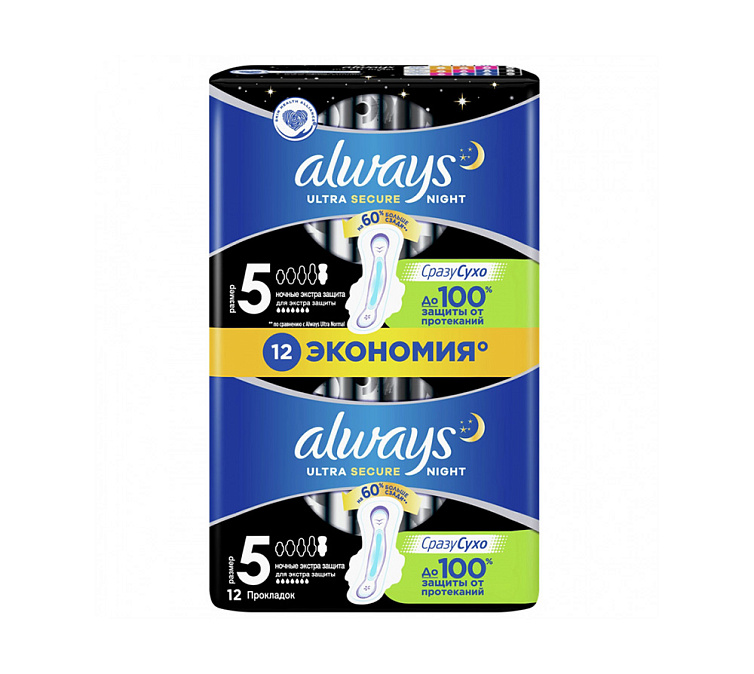 Прокладки 12шт Always Ultra Secure Night