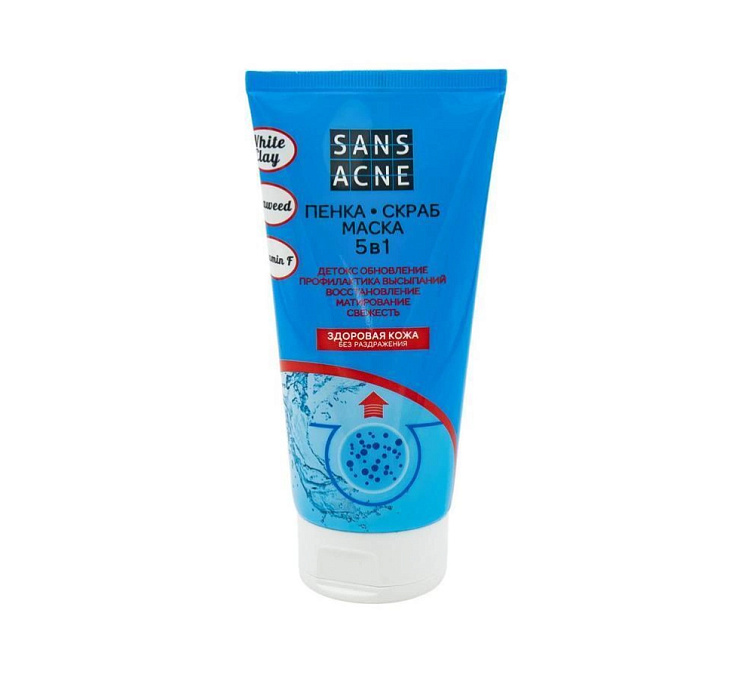 Пенка-скраб-маска 160мл Sans Acne 5в1 Здоровая кожа