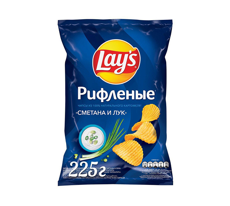Чипсы 225г Lays рифленые Сметана лук