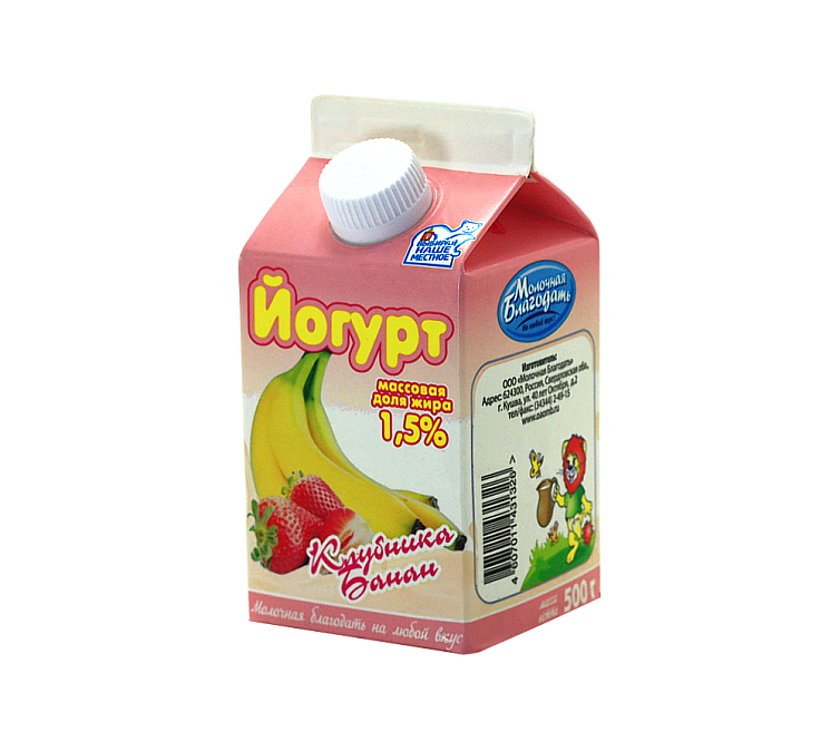Йогурт 1,5% 500г МБ Клубника-банан
