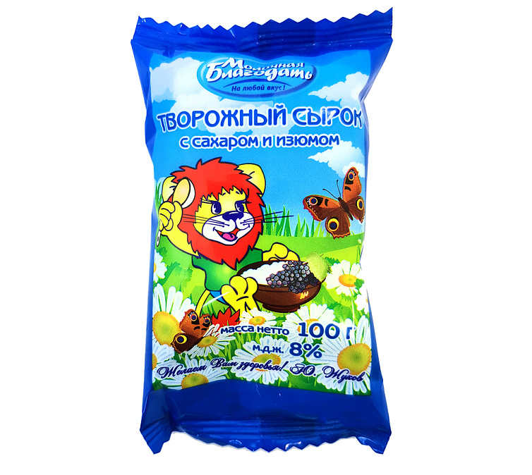Сырок сладкий с изюмом 8% 100г МБ