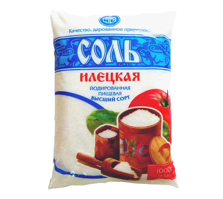 Соль Илецкая пищевая йодированная 1кг в/с